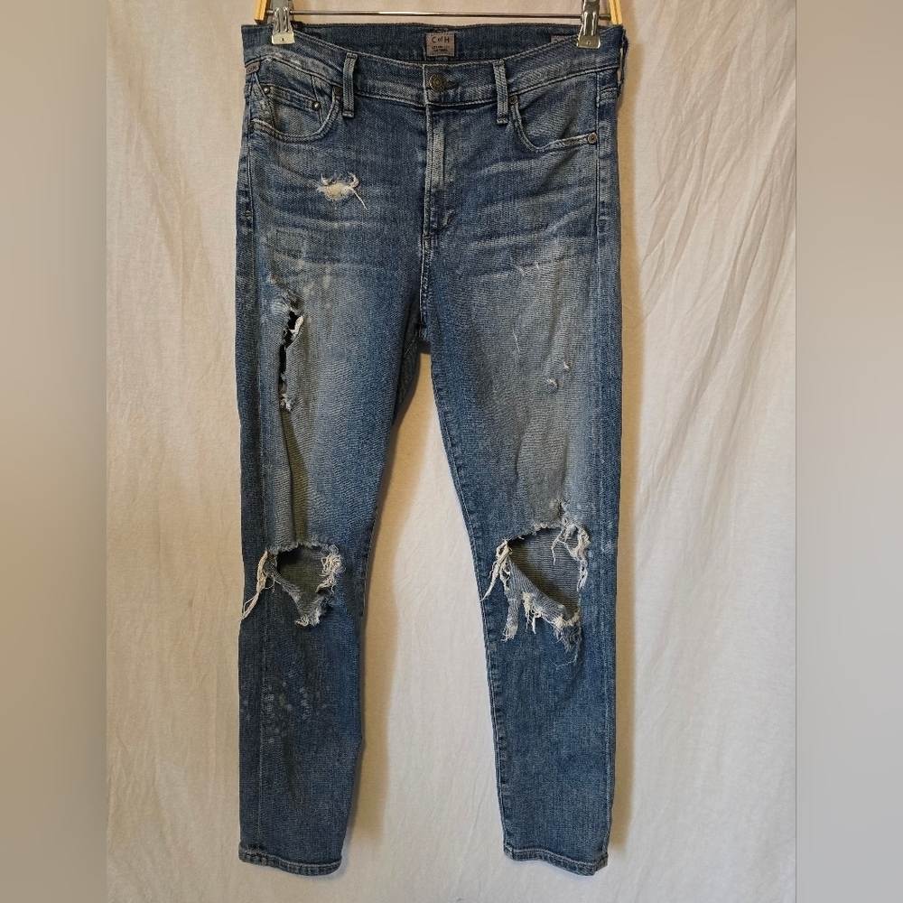 Citizens of Humanity Rocket High Rise Crop Skinny in Distressed Fizzle size 28